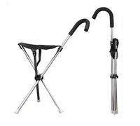 Bastón plegable con asiento, muletas ligeras, ayuda para caminar, silla de bastón plegable, asiento de caña ligero, asiento portátil, unisex, para ancianos, carga máxima de 300 libras, bastón y