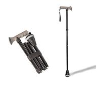 Bastón Plegable de Aluminio Negro - Empuñadura Ergonómica Soft Touch y Contera de Goma XL Antideslizante para Todo Terreno - Ligero, Ajustable 84-95cm y Portátil para el Bolso o Maleta (657S)