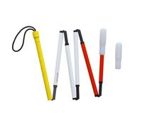 Bastón Plegable de Fibra de Carbono para Personas Ciegas - 6 Secciones, con Punta de Repuesto y Estuche Rígido - Ayuda para Baja Visión (Mango Amarillo, 125 cm)