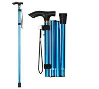 Bastón Plegable para Personas Mayores - Senderismo, Altura Ajustable, Mango en T para Hombres y Mujeres (Negro, Azul)
