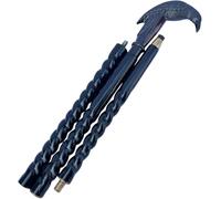 Bastón plegable victoriano vintage, 36 pulgadas, diseño de madera trenzada, mango de latón con parte superior de cuervo, azul marino