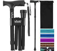 Bastón plegable Vive - Bastón ligero plegable para hombres y mujeres - Ajustable y duradero para viajes portátiles. Ayuda de movilidad de equilibrio plegable, asas elegantes ergonómicas y cómodas, color negro