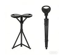 Bastón portátil con asiento, altura regulable, bastón con cojín, aluminio resistente, hasta 150 kg, para senderismo, colas, paseos por la ciudad