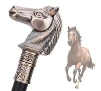 Bastón «Red Copper War Horse», con Acabado en Bronce Vintage y Motivo de Caballo, Empuñadura Recta Decorativa, para Hombres y Mujeres, Accesorio para Disfraces de Cosplay