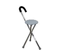 Mobiclinic, Bastón con Asiento, hasta 90 kg, Gloria, Marca española, Plegable, Aluminio, Trípode para Caminar, Conteras Antideslizantes, Ortopédico, Mango ergonómico, Gris
