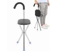 Bastón Trípode para Caminar Bastones Taburete Bastón Ortopédico Mango Ergonómico Silla con Muletas Plegable para Viajes para Ancianos y Discapacitados