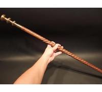Bastón victoriano de madera de latón de estilo antiguo vintage con eje tallado en espiral para personas mayores, abuelo