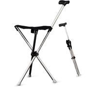 Taburete plegable con bastón 2 en 1 ligero y taburete portátil, base de trípode plegable, bastón con asiento, bastón plegable para ancianos, bastón y taburete unisex 2 en 1