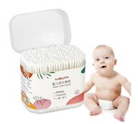 Bastoncillos de algodón para niños | Brotes de doble extremo para orejas con estuche de almacenamiento | Palitos de madera, herramientas de limpieza para higiene y cuidado de belleza
