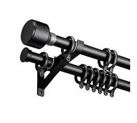 Bastone Tenda Doppio Binario In Alluminio 3,20mm Binario Per Tende Montaggio A Parete Finitura Opaca Elettroforesi Con Strisce Silenziose Per Privacy E Divisorio Ambiente(Negro,600cm/19.6ft(4*150cm))