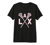 Bastones Cruzados de Lacrosse Rosa LAX Girly Fancy Head Girl para Mujer Camiseta Premium