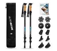 Bastones de Caminata telescópicos Ligeros - Bastones de Trekking & Palos de Senderismo de Aluminio - Ajustable hasta 135 cm -Set de Puntas de Goma Incluido Palos de Senderismo para Hombres & Mujeres