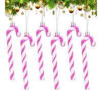 Bastones de Caramelo Adorno, 6 Piezas Bastón Caramelo Navidad, Adornos Navideños para Arbol, Colgante de Arbol de Navidad para DIY (Rosa Fucsia)