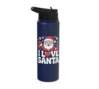 Bastones de caramelo de Navidad I Love Santa Stainless Steel Insulated Water Bottle
