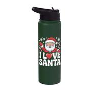 Bastones de caramelo de Navidad I Love Santa Stainless Steel Insulated Water Bottle