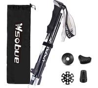 Bastónes de Senderismo,Bastón de Trekking Plegable Anti-Choque Aluminio 7075, Bastones de Marcha para Senderismo Alpinismo Trail Viaje (Negro-1 Bastón)