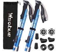 Bastónes de Senderismo,Bastón de Trekking Plegable Anti-Choque Aluminio 7075, Bastones de Marcha para Senderismo Alpinismo Trail Viaje (Azul-2 Bastones)