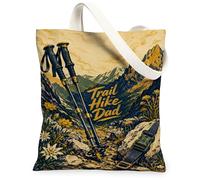 Bastones de senderismo de lona para mujer, aventura naturaleza montañas, flores, verano, verde oscuro, lavable, reutilizable, ideas para viajes, trabajo, compras, librería, 13 x 15 pulgadas