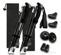 Bastones de Senderismo Plegables, Bastones de Trekking Telescópicos y Plegables de Tres Secciones, Equipo de Senderismo para Mujeres y Hombres, para Senderismo Camping y Escalada(Black)