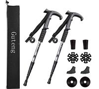 Bastones de Trekking 2pcs, Bastones de Senderismo Telescópicos 65-130cm, Bastones Ultraligeros de Aleación de Aluminio con Sistema Anti Choque para Marcha Nordica, Caminar, Viajar