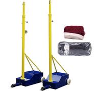 Bastones de voleibol para patio trasero al aire libre, postes de voleibol resistentes con red, juego de red de bádminton interior con ruedas, altura ajustable de 5 a 7 pies