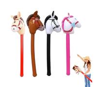 Bastones inflables de cabeza de caballo, 4 unidades de 95 cm, caballo de estaca para niños, globos inflables para niños y niñas, caballos temáticos para decoración de fiestas