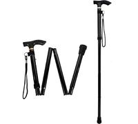 Bastones para Mayores Mujer, Bastón Plegable, Caña de Caminar, Bastón Aluminio 4 Secciones Palos Plegables para Caminar Practicar Senderismo Baston Plegable y Ajustable en Altura (Negro)