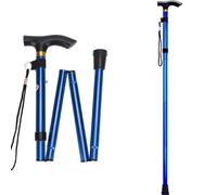 Bastones para Mayores Mujer, Bastón Plegable, Caña de Caminar, Bastón Aluminio 4 Secciones Palos Plegables para Caminar Practicar Senderismo Baston Plegable y Ajustable en Altura (Azul)
