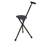 Bastones plegables con luz y asiento, altura ajustable para personas mayores, silla de muleta de aleación con piedra de terapia magnética, bastón resistente con asiento plegable, 440 libras (negro)