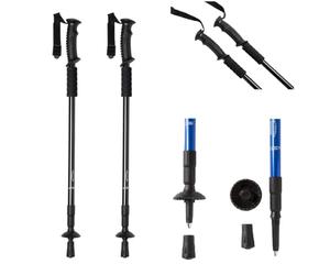 Bastones Trekking Plegables Aluminio, Bastones Senderismo con Antishock, Altura Regulable, Bastones Marcha Nordica, Palos Senderismo Trail Running, Accesorios Montaña, Kit Camino de Santiago
