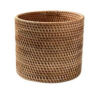 Basura de La Basura Tejida Ronda: Césped Rattan Basket Basket Subfuter Cestas de Almacenamiento de Mimbre Papelera de Contenedor de Basura para El Baño Dormitorio Home Office M