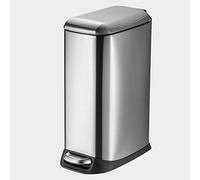 Basurero Rectangular de Acero Inoxidable con Pedal de 40 l y Tapa, Cierre Suave hidráulico, Funcionamiento silencioso, diseño sin Contacto, Gran Capacidad, Color Plateado.