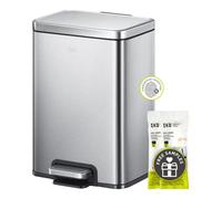 Basurero rectangular para ba o EKO Madison, negro mate, 12 l/3,2 galones, con tapa y cesta interior extra ble, con escal n peque o