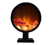 BASXDRFXZ Chimenea eléctrica Chimenea eléctrica Independiente for el hogar con Llama simulada de leña, Chimenea eléctrica Redonda Decorativa, botón/Control Remoto, Llama Ajustable(52x30x20cm)