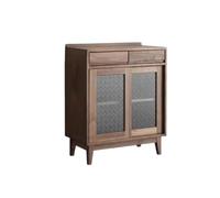 BASXDRFXZ Gabinete para Platos Aparador Chino de Nogal Negro, Puerta Cristal, bufé, Mueble Decorativo for Sala Estar con cajones(M:80 * 40 * 87cm)