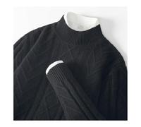 BASXDRFXZ Lana Suave Otoño E Invierno Suéter De Lana for Hombres Engrosado Cuello Medio Alto Jacquard Punto Pura Camisa Fondo Casual Modelos(D,M)