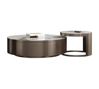 BASXDRFXZ Mesas Auxiliares Mesa de Centro Estilo Italiano con Placa Roca, Sencilla, for Sala Estar, hogar, Mesa Redonda Grande y pequeña Acero Inoxidable