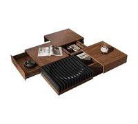BASXDRFXZ Mesas Auxiliares Mesa de Centro Madera Negro Nórdico con Mesa salón Minimalista Moderna Cuadrada Almacenamiento for el hogar