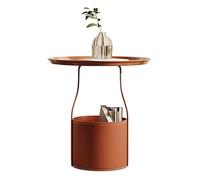 BASXDRFXZ Mesas de Café Mesa Auxiliar nórdica for sofá, de Cuero, for Sala Estar, balcón, Almacenamiento, pequeña y Redonda