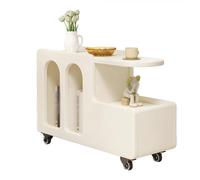 BASXDRFXZ Mesilla de Noche para Dormitorio Carro Simple Nórdico, Mesa De Centro Móvil Estilo Crema, Mesita De Noche for El Hogar, Gabinete De Almacenamiento for Dormitorio