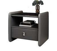 BASXDRFXZ Mesilla de Noche para Dormitorio Nórdico Creativo de un Solo cajón Mesa Noche Sala Estar Dormitorio Cuero Cabezas gabinete Vidrio encimera Almacenamiento