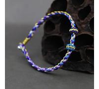 BASXDRFXZ Pulsera Trenzada Cuerda tejida a mano que se puede usar con cuentas y colgantes, cuerda roja colorida semiacabada, pulsera de trenzada característica for mujeres(Gold thread No. 5 color)