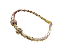 BASXDRFXZ Pulsera Trenzada Cuerda tejida a mano que se puede usar con cuentas y colgantes, cuerda roja colorida semiacabada, pulsera de trenzada característica for mujeres(Gold Line No. 2 Color)