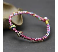 BASXDRFXZ Pulsera Trenzada Cuerda tejida a mano que se puede usar con cuentas y colgantes, cuerda roja colorida semiacabada, pulsera de trenzada característica for mujeres(Gold Line No. 1 Color)