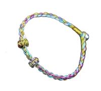 BASXDRFXZ Pulsera Trenzada Cuerda tejida a mano que se puede usar con cuentas y colgantes, cuerda roja colorida semiacabada, pulsera de trenzada característica for mujeres(Gold Line No. 8 Color)