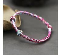 BASXDRFXZ Pulsera Trenzada Cuerda tejida a mano que se puede usar con cuentas y colgantes, cuerda roja colorida semiacabada, pulsera de trenzada característica for mujeres(Silver Line No. 1 color)