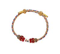 BASXDRFXZ Pulsera Trenzada La pulsera de cuerda trenzada a mano se puede usar con cuentas transferencia, colgantes coloridos, roja(15CM)