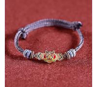 BASXDRFXZ Pulsera Trenzada Pulsera tejida a mano de buena suerte, arena francesa antigua, esmalte dorado, León, despertar, cuerda trenzada, roja(Light purple)