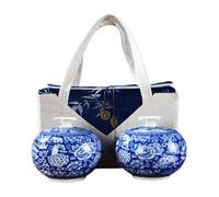 BASXDRFXZ Recipiente Hermético para té Celadon-contenedor de Almacenamiento té a Granel, Tarro Sellado, Bolsa Tela portátil, Juego Retro Chino, Conjunto con Caja Regalo Doble Jarra
