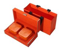 BASXDRFXZ Recipiente Hermético para té Contenedores de Almacenamiento té a Granel Latas Selladas Hierro Redondas vacías Juego Dobles/Tres latas Caja Regalo(Orange,Double Can)